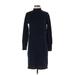 Banana Republic Factory Store Casual Dress - Sweater Dress High Neck Long sleeves: Blue Solid Dresses - Women's Size X-Small