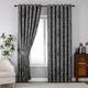 BSL Jacquard Richmond Eyelet Ring Top Pair of Fully Lined Curtains with Tie Backs Damask Pattern Curtains for Living Room & Bedroom Décor (Grey, W 66’’ x L 90’’)