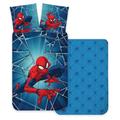 Brandmac Spiderman 3-Piece Bedding Set with Fitted Sheet, 100% Cotton, Duvet Cover 140 x 200 cm + Pillowcase 65 x 65 cm + Fitted Sheet 90 x 190 cm