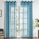 KEKUYA Semi Transparent Voile Curtains Decorative Ring Top Eyelet Panels for Bedroom Livingroom Privacy Protect.Two panels - W90xL90inch(229x229cm)-Blue Plaid