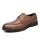 Ninepointninetynine Dress Oxford for Men Lace Up Apron Toe Derby Shoes Faux Leather Rubber Sole Low Top Non Slip Anti-Slip Block Heel Party (Color : Brown, Size : 6 UK)