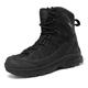 GeRRiT Comfortable Work Boots for Men, Waterproof Combat Boots for Men, Slip-Resistant Hiking Boots Men, Outdoors Climbing Side Zip Boot (Color : Black, Size : 7.5 UK)