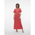 Maxikleid VERO MODA "VMNATALI SS ANKLE DRESS WVN GA SPE" Gr. XL (42), N-Gr, rot (cayenne) Damen Kleider Lange