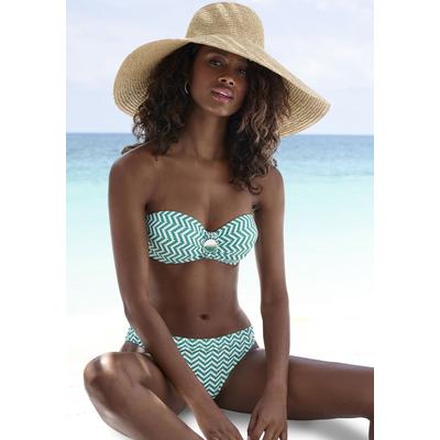 Bügel-Bandeau-Bikini JETTE, Damen, Gr. 42, Cup B, grün (grün, weiß), Polyamid, Bikini-Sets, mit Zier-Accessoires Image