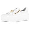 Plateausneaker GABOR, Damen, Gr. 42, weiß, Nappaleder, unifarben, sportlich, Schuhe, Freizeitschuh, Halbschuh, Schnürschuh mit modischem Schmuckelement