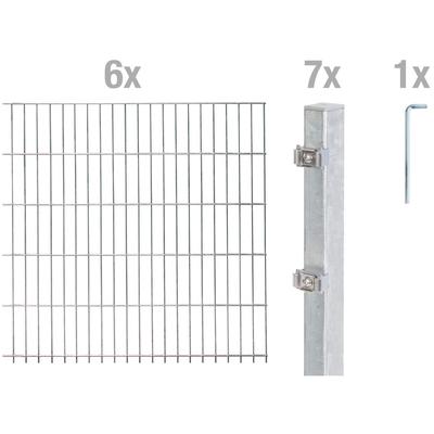 Doppelstabmattenzaun ALBERTS "Grundset", silber (silberfarben), H:140cm, Stahl, Zaunelemente, Höhe: 80-160 cm, Gesamtlän