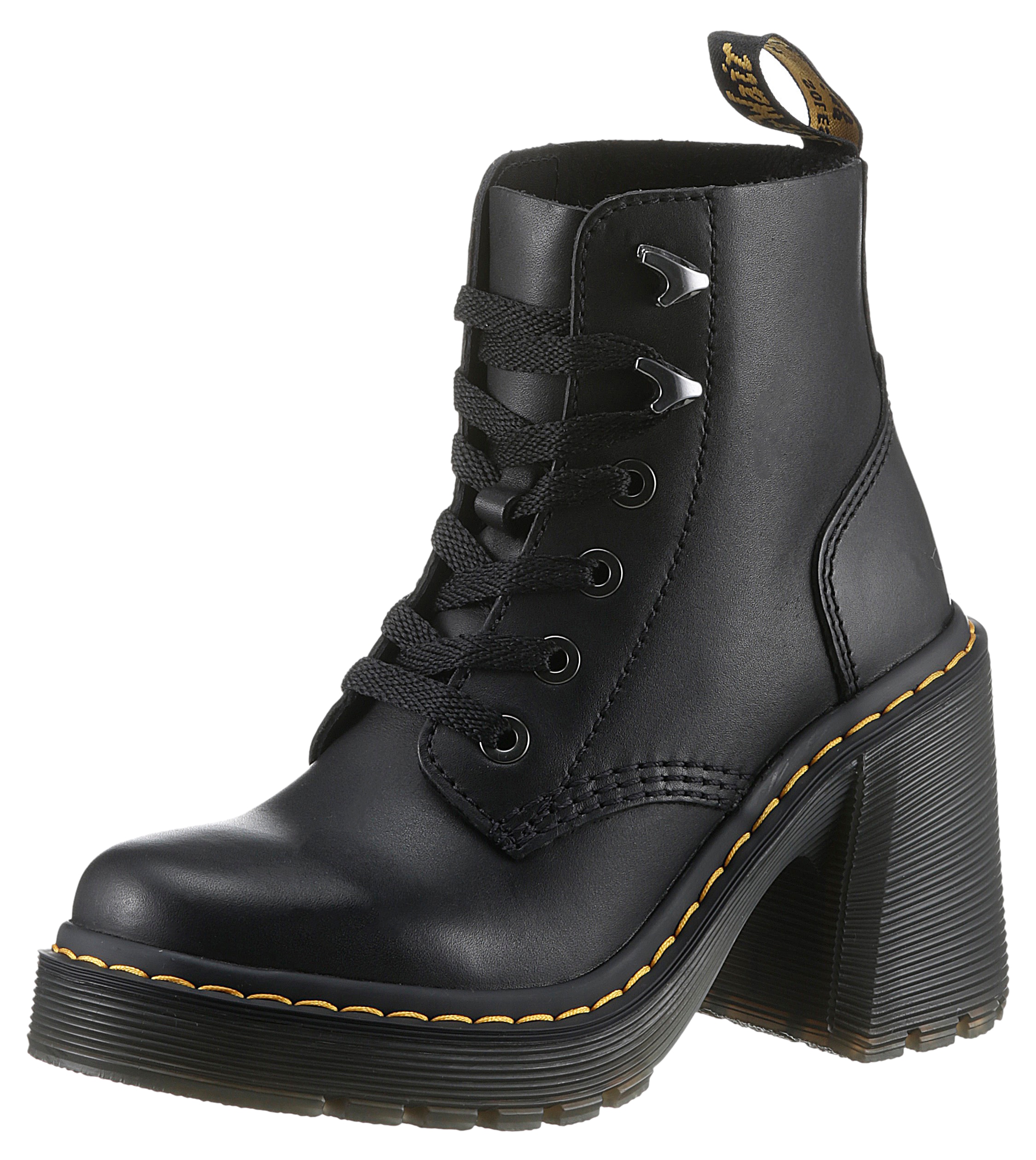 Schnürboots DR. MARTENS "Jesy", Damen, Gr. 40, schwarz, Leder, Schuhe Schnürboots, Blockabsatz, Stiefelette mit modischen Metall Eyelets, Topseller