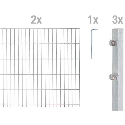 Doppelstabmattenzaun ALBERTS "Grundset", silber (silberfarben), H:80cm, Stahl, Zaunelemente, Höhe: 80-160 cm, Gesamtläng