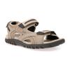 Sandale GEOX "UOMO SANDAL STRADA", Herren, Gr. 41, blau (sandfarben, navy), Lederimitat, sportlich, Schuhe, Sommerschuh, Klettschuh, Outdoorsandale, im Trekking-Look
