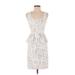 BCBGMAXAZRIA Casual Dress - Mini Scoop Neck Sleeveless: Ivory Dresses - Women's Size 0