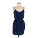 Rebecca Taylor Casual Dress - Mini Scoop Neck Sleeveless: Blue Solid Dresses - Women's Size 2