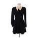 Black Halo Casual Dress - Mini Plunge Long sleeves: Black Print Dresses - Women's Size 8