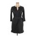 J.Crew Casual Dress - Mini V-Neck 3/4 sleeves: Black Print Dresses - Women's Size X-Large