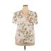 1.State Short Sleeve Blouse: White Floral Tops - Women's Size 1X