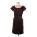 Talbots Casual Dress - Sheath Scoop Neck Short sleeves: Brown Solid Dresses - Women's Size 8