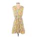 LOFT Beach Casual Dress - Mini V-Neck Sleeveless: Yellow Floral Dresses - Women's Size Small