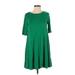Sigrid Olsen Casual Dress - A-Line Crew Neck 3/4 Sleeve: Green Print Dresses - Women's Size X-Small