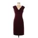 Lauren by Ralph Lauren Cocktail Dress - Party Cowl Neck Short sleeves: Burgundy Solid Dresses - New - Women's Size 6