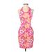 Shein Casual Dress - Mini Halter Sleeveless: Pink Floral Dresses - Women's Size Small