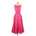 Casual Dress - Midi Scoop Neck Sleeveless: Pink Solid Dresses - Women's Size Small