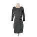 Cupcakes & Cashmere Casual Dress - Sheath Scoop Neck 3/4 sleeves: Black Print Dresses - Women's Size X-Small