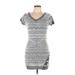 Made for me to look amazing Casual Dress - Bodycon V Neck Short sleeves: Gray Aztec or Tribal Print Dresses - Women's Size Large
