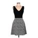 Design Lab Lord & Taylor Casual Dress - Mini V Neck Sleeveless: Gray Print Dresses - Women's Size Large