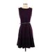 Calvin Klein Casual Dress - A-Line: Purple Solid Dresses - Women's Size 4