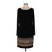 MICHAEL Michael Kors Casual Dress - Sweater Dress: Black Fair Isle Dresses - Women's Size Medium