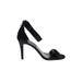 White House Black Market Heels: Black Print Shoes - Women's Size 9 - Open Toe