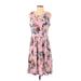 Papermoon Casual Dress - A-Line Scoop Neck Sleeveless: Pink Floral Dresses - Women's Size Small