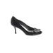 Stuart Weitzman Heels: Slip-on Stiletto Cocktail Party Black Solid Shoes - Women's Size 9 - Peep Toe