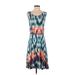 a.n.a. A New Approach Casual Dress - A-Line Scoop Neck Sleeveless: Blue Tie-dye Dresses - Women's Size Small