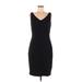 White House Black Market Casual Dress - Sheath V-Neck Sleeveless: Black Solid Dresses - Women's Size 8