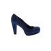 Calvin Klein Heels: Pumps Chunky Heel Cocktail Blue Solid Shoes - Women's Size 6 - Round Toe