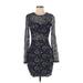 Express Cocktail Dress - Mini Crew Neck Long sleeves: Black Dresses - Women's Size Small