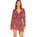 Free People Dresses | Free People Peach Combo Floral Wrap Tie Waist Teegan Mini Long Sleeve Dress Hobo | Color: Blue/Orange/Red | Size: S