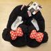 Disney Shoes | Disney Minnie Mouse Snuggle Toes Fuzzy Slippers With Grip Bottom - Size 4-10 | Color: Black/Red | Size: 4-10