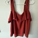 Nine West Tops | Euc Nine West Burnt Orange Gingham Wide Strap Square Neck Ruffle Tank Xl | Color: Orange/Tan | Size: Xl