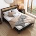 Modern Queen Size Cannage Rattan Wood Platform Queen Bed with PU Leather Upholstery