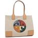 Tory Burch Bags | New ! Tory Burch Ella Tote Bag Multi-Color Beige Large 17x13" Canvas | Color: Tan | Size: Large