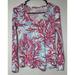 Lilly Pulitzer Tops | Lilly Pulitzer Size Xs Top Blue And Pink Coral Print Coastal Beach Tropical | Color: Blue/Gold/Pink | Size: Xs