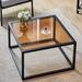 Glass Coffee Table Modern Coffee Tables Simple Square Center Table for Living Room Home Office with Tempered Glass-top