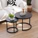 Nesting Coffee Table Set of 2, 23.6" Round Coffee Table Wood Grain Top with Adjustable Non-Slip Feet