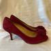 Kate Spade Shoes | Kate Spade Red Suede Pumps With Flower Detail, Size 10 Excellent Preowned | Color: Red | Size: 10