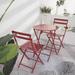 3 Piece Patio Bistro Set of Foldable Round Table and Chairs