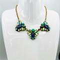 J. Crew Jewelry | J.Crew Vintage Crystal Gold Plated Crystals Flower Cluster Statement Necklace | Color: Blue/Green | Size: Os