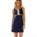 Lilly Pulitzer Dresses | Lilly Pulitzer Rosie Shift Dress True Navy Style #91565 Gold Details Size 00 | Color: Blue/Gold | Size: 00