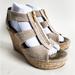Michael Kors Shoes | Michael Kors Berkley Metallic Wedge Espadrille Vegan Sandal Size 8 Boho Natural | Color: Cream/Tan | Size: 8