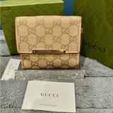 Gucci Bags | Gucci Wallet Vintage Gg Canvas Pink Leather Edge And Interior Guc | Color: Pink/Tan | Size: Os